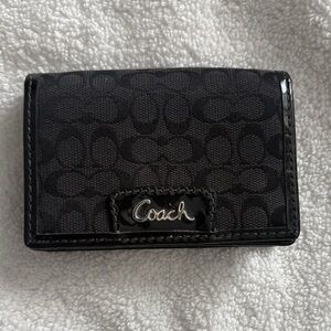 Coach Black Signature Compact Card Case